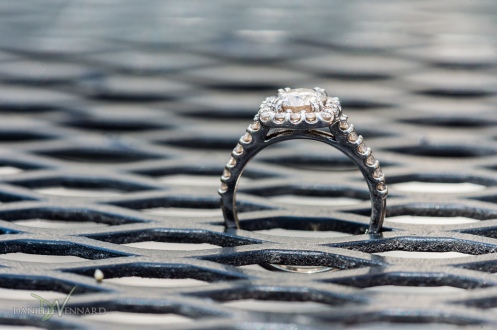 Detail of engagement ring on outside restaurant table - Parish Cafe - Boston, MA - Engagement Photography by Danielle Vennard Photographer - In Pursuit of Moments Unrehearsed - daniellevennard.com